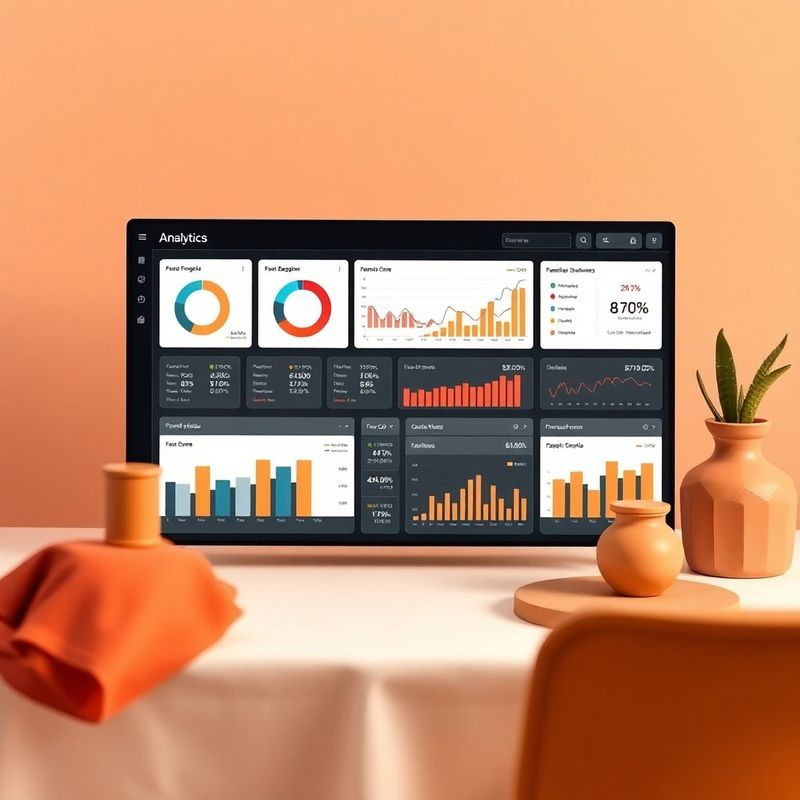 Schermata di dashboard analitica in dark mode con grafici e KPI